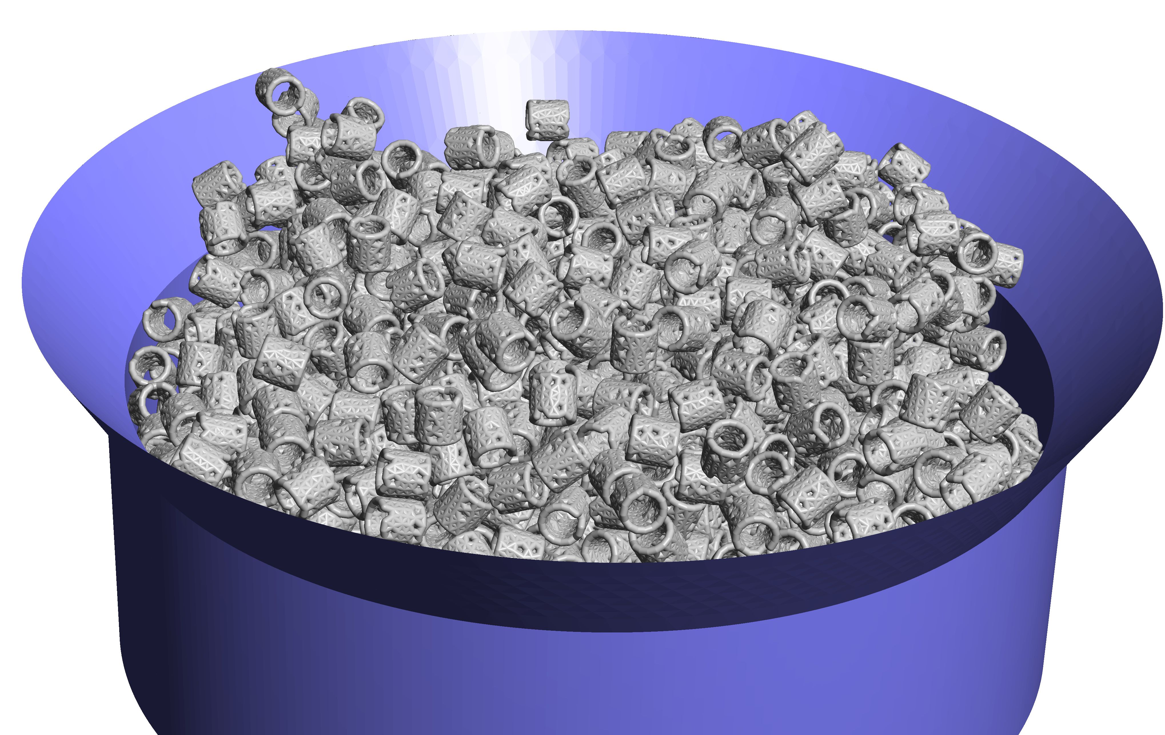 Cylindrical particle assembly in MUSEN